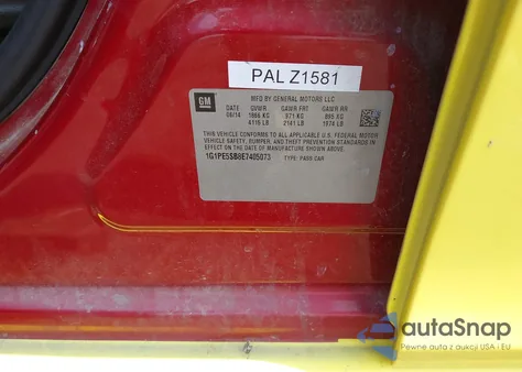 2014 Chevrolet Cruze 2Lt Auto z USA, uszkodzony, nr VIN 1G1PE5SB8E7405073